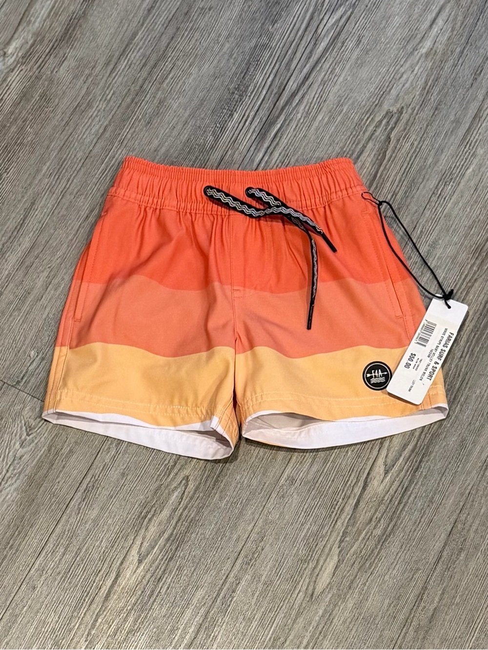 Striped Orange to Peach Boys Swim Trunks